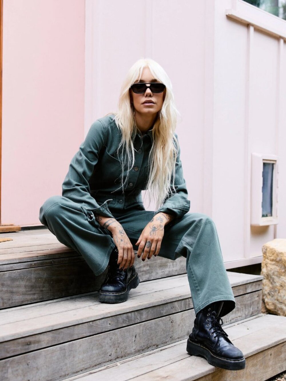 RVCA boiler suit in green small. Jumpsuit coveralls